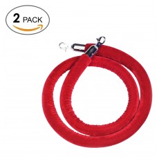 2 pack-Velvet Stanchion Rope Crowd Control Barrier Rope with Stainless Steel Hooks ,78.7inch/2 Meter